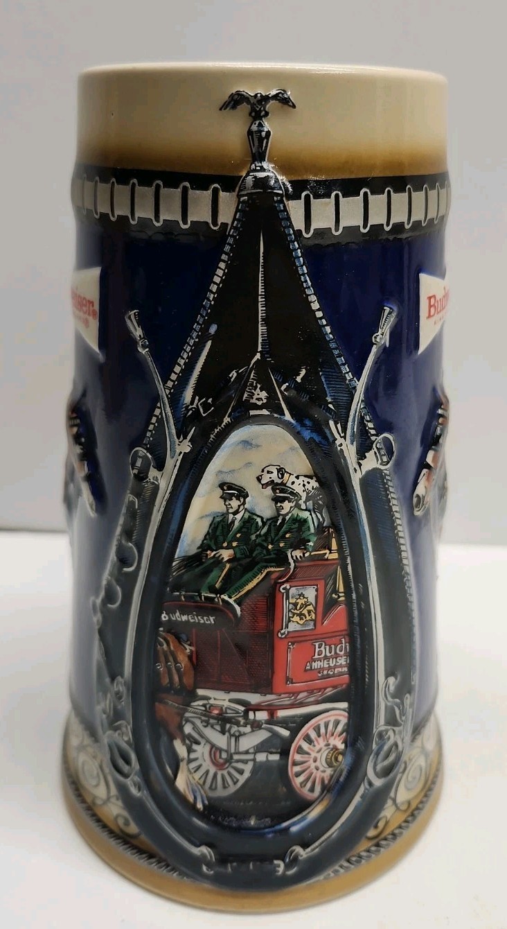 Vintage 1988 Budweiser Beer Stein Horse Harness CS94 Ceramarte Brazil 
