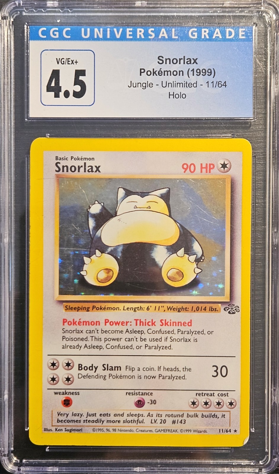⭐CGC 4.5 Snorlax Card 11/64⭐ Pokemon Jungle Rare Holo ⭐CGC 4.5 Snorlax Card 11/64⭐ Pokemon Jungle Rare Holo