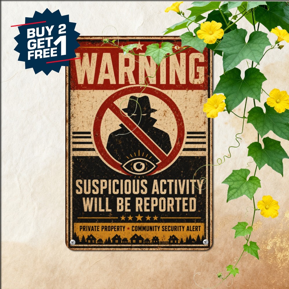 Neighborhood Crime Watch Warning Tin Sign Outdoor Home Security Plaque