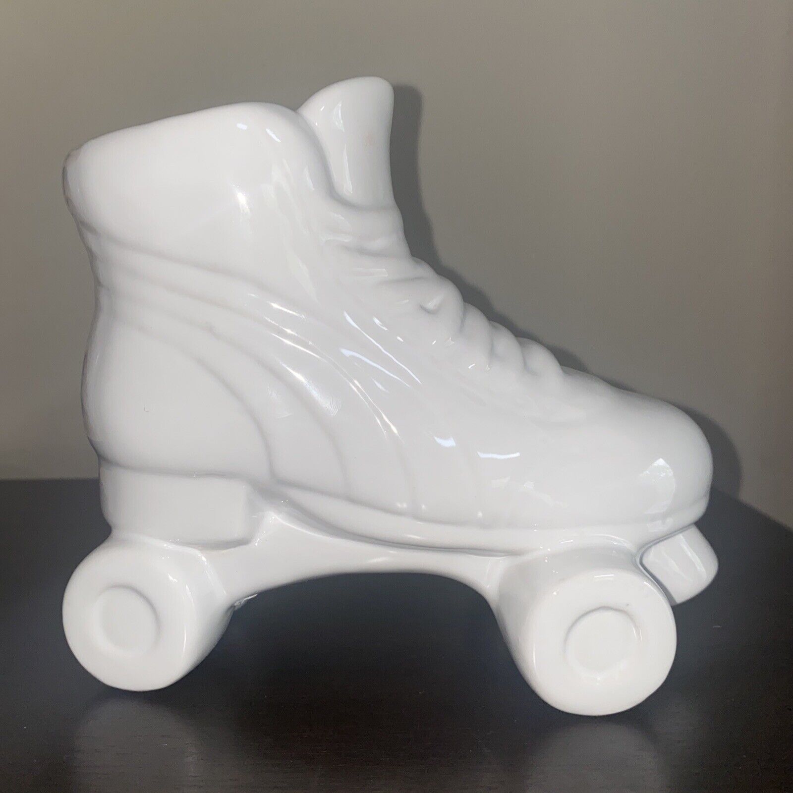 White Retro Rollerskate Planter Vase