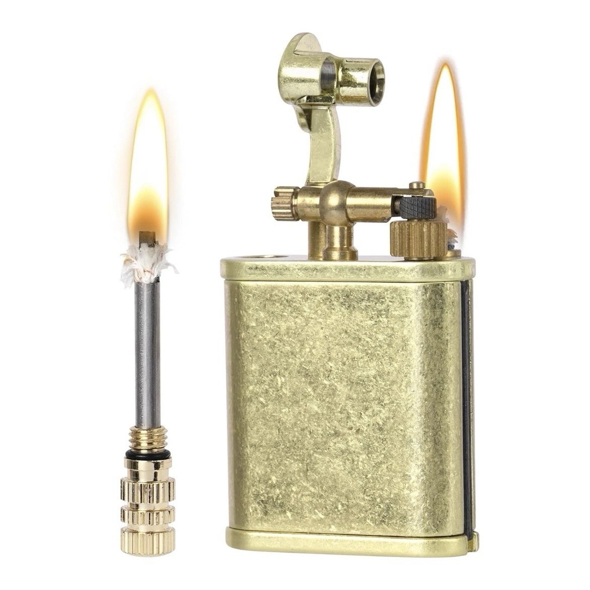 Vintage Brass Permanent Match Trench Style Pipe Lighter for Men