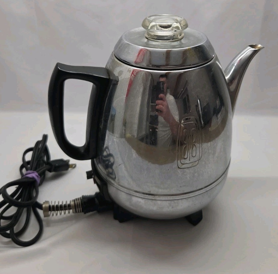 Vintage GE General Electric Percolator Coffee Maker Model P400A Chrome Vintage GE General Electric Percolator Coffee Maker Model P400A Chrome