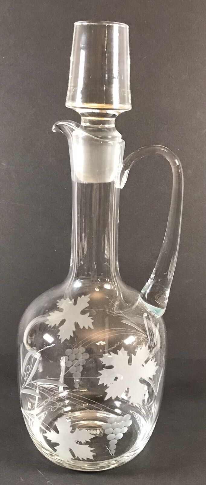 Beautiful Crystal Glass Grape And Leaf Pattern Decanter By Colony