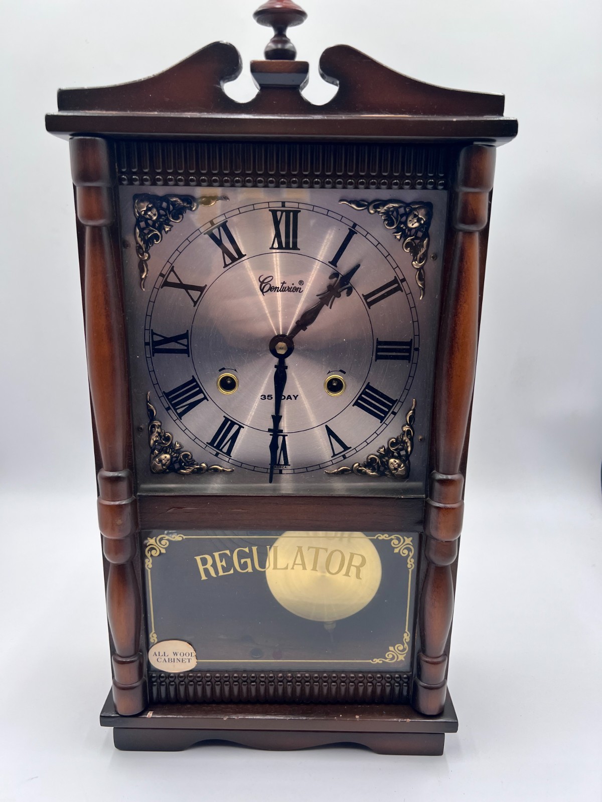 Centurion 35-Day Regulator Wall Clock Wood Cabinet Roman Numeral