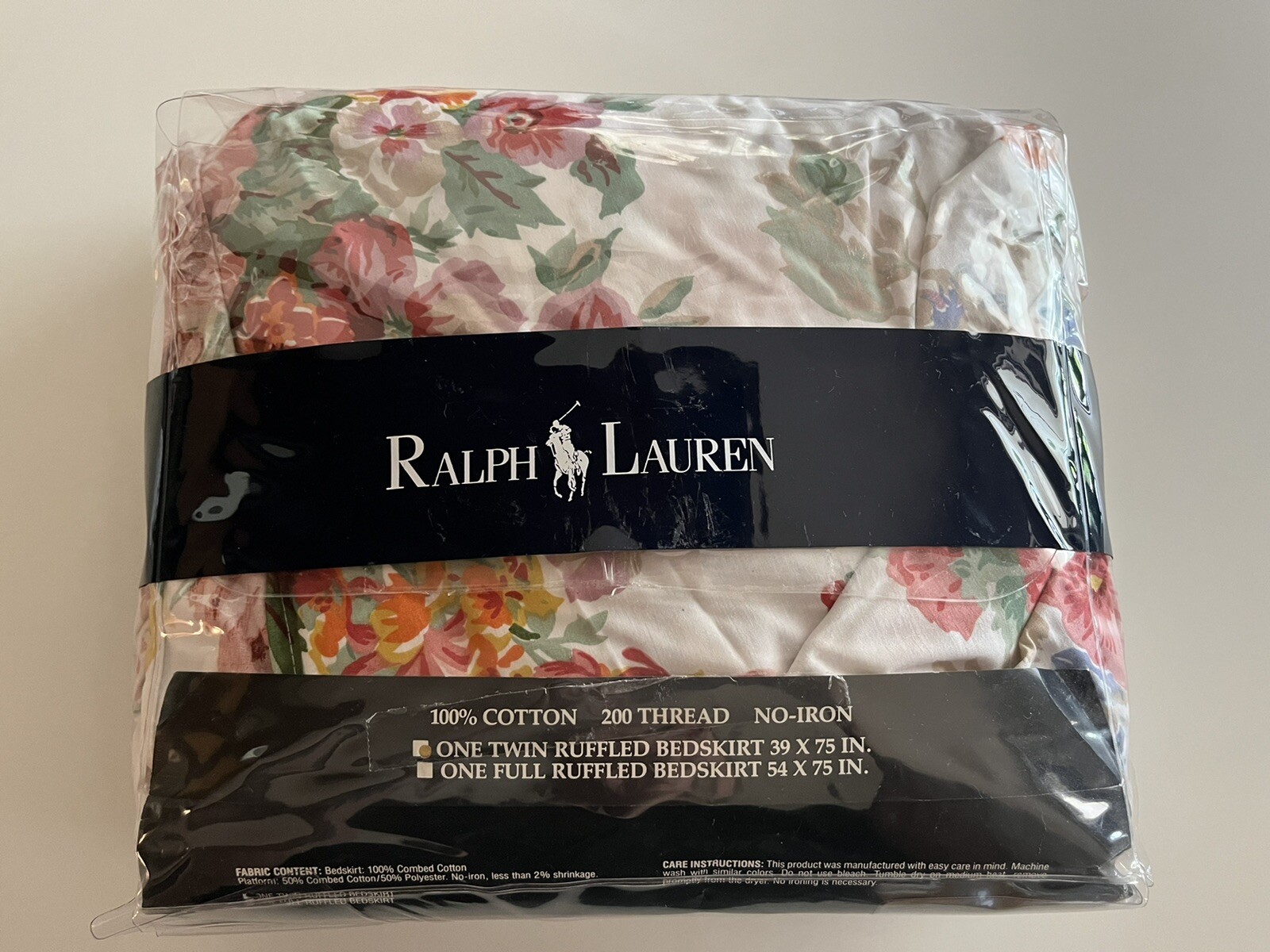 Vintage Ralph Lauren Southampton Twin Ruffled Bed Skirt Floral NOS 1988 Cotton Vintage Ralph Lauren Southampton Twin Ruffled Bed Skirt Floral NOS 1988 Cotton