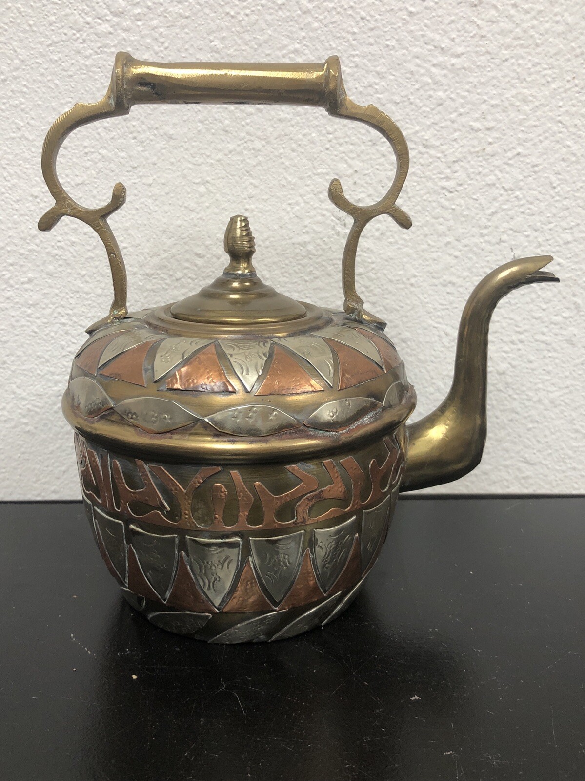 1700s Atq Turkish Islamic Middle Eastern Copper Nickel Brass Quran Ritual Teapot 1700s Atq Turkish Islamic Middle Eastern Copper Nickel Brass Quran Ritual Teapot