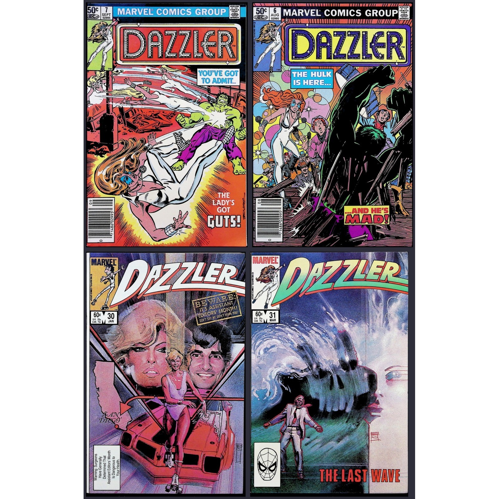 Dazzler 4X Comic Lot #6 7 30 31 Hulk Bill Sienkiewicz Art Newsstand Marvel