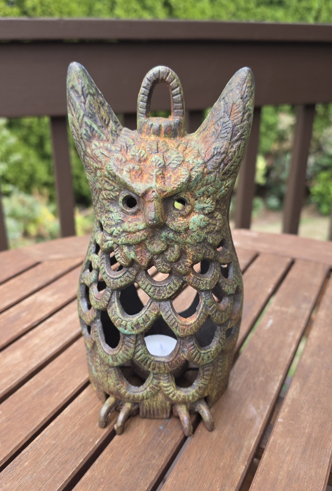 Vintage 70's Cast Iron Owl Candle Hanging Lantern Mid-Century Halloween Decor Vintage 70's Cast Iron Owl Candle Hanging Lantern Mid-Century Halloween Decor