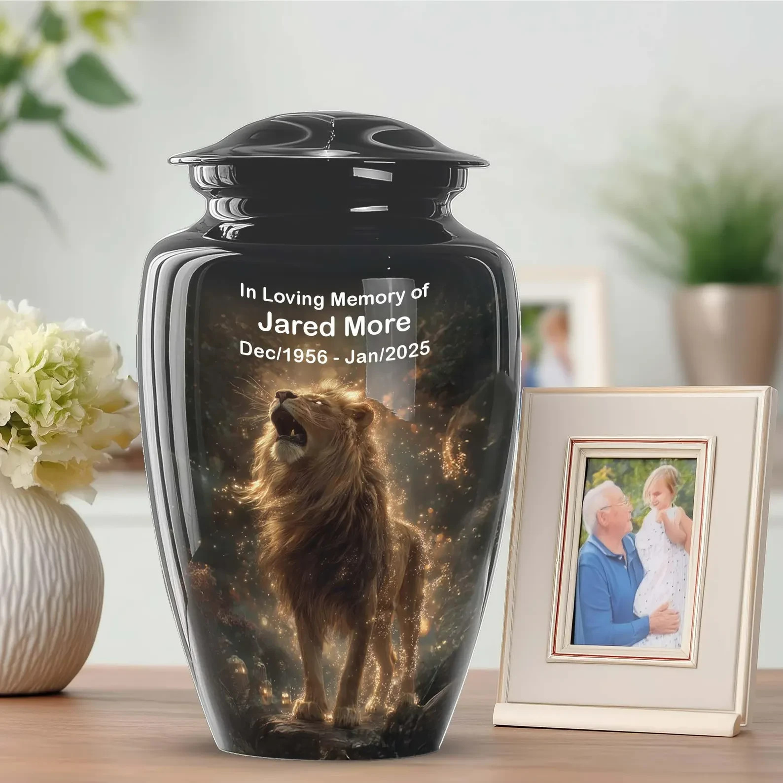 Lion Cremation Urn for Ashes Adult Funeral Keepsake Personalized Memorial Urn