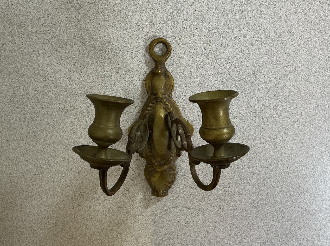 Brass Double Arm Wall Sconce Candle Holder 