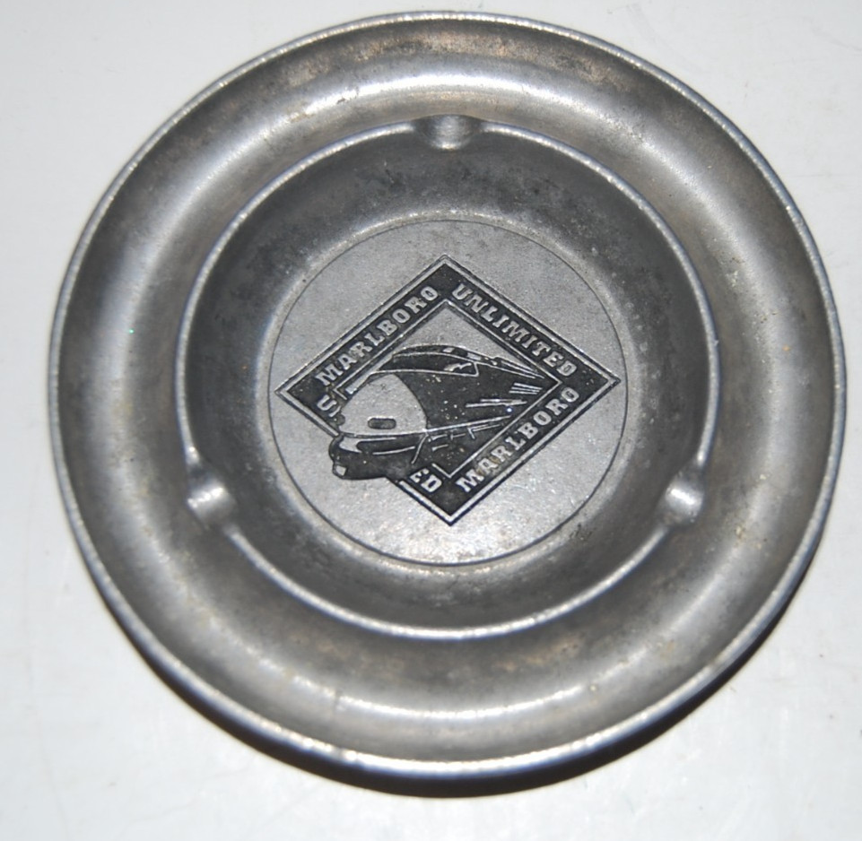 Vintage Marlboro Unlimited Train Silver Bullet Pewter Ashtray