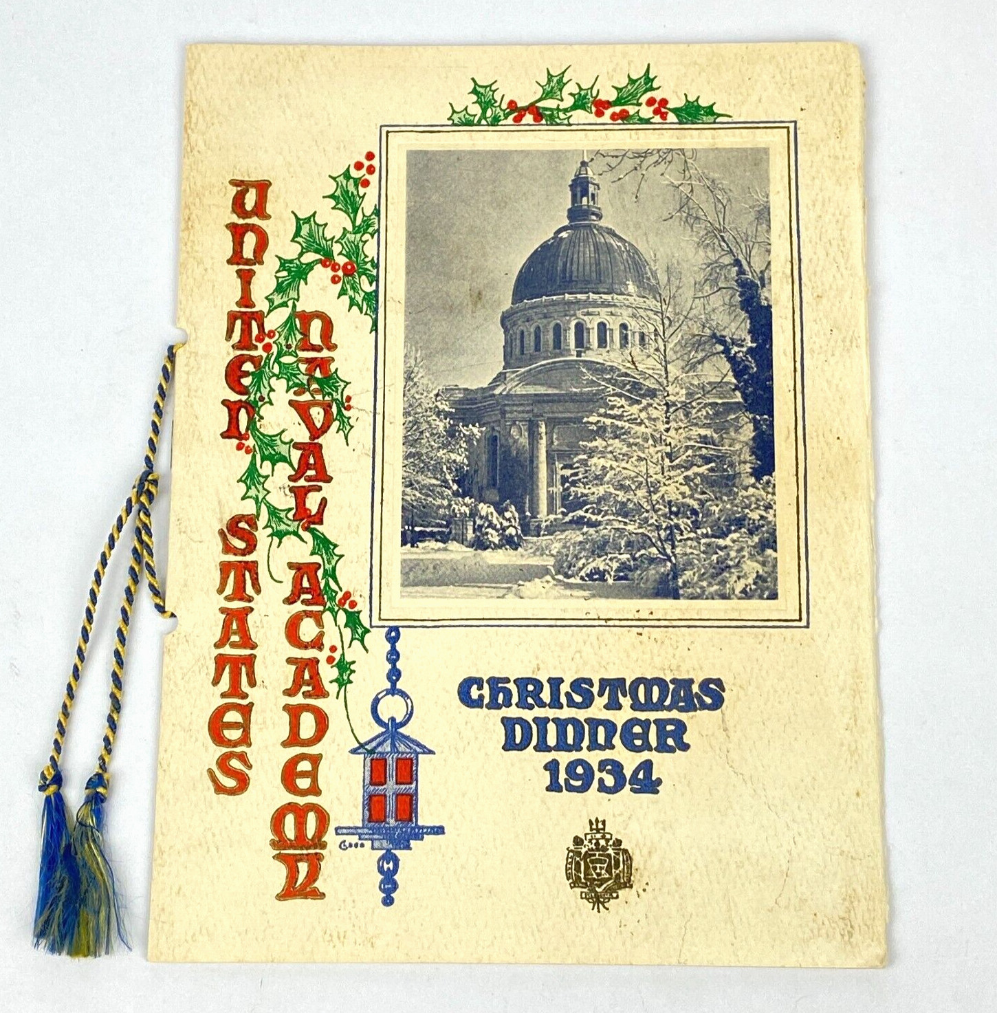 1934 US Naval Academy Christmas Menu Signed Rear Admiral David F Sellers VTG