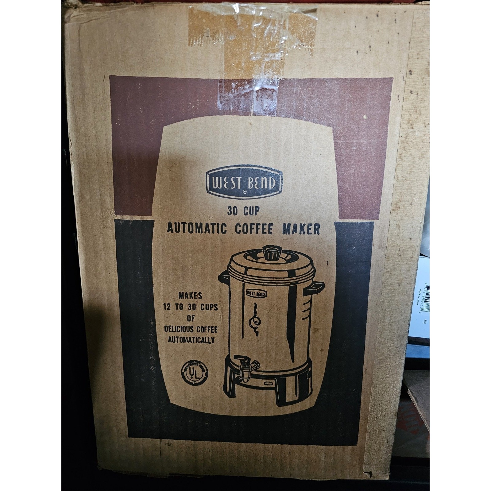 Vintage West Bend #3510E - 12- 30 Cup Coffee Percolator w/Original Box - Works Vintage West Bend #3510E - 12- 30 Cup Coffee Percolator w/Original Box - Works
