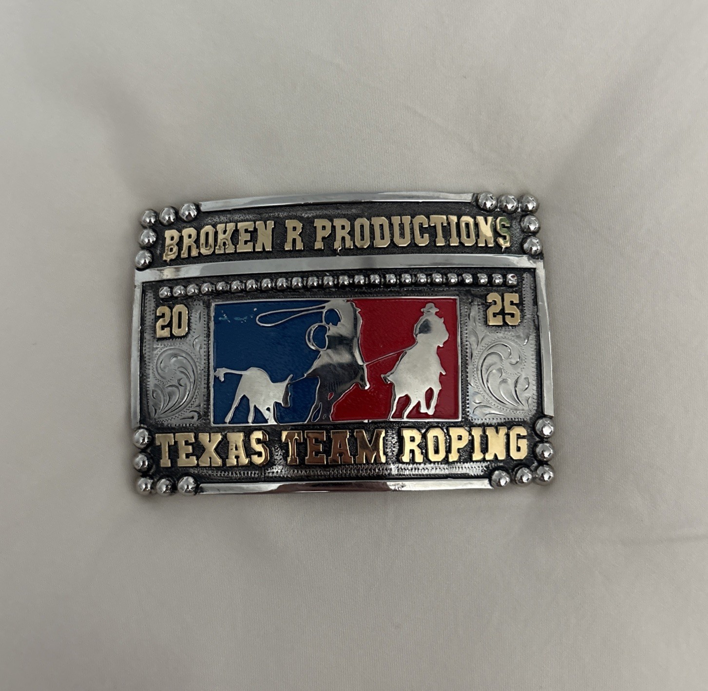 Trophy Rodeo Champion Belt Buckle Team Roper Roping Header Heeler