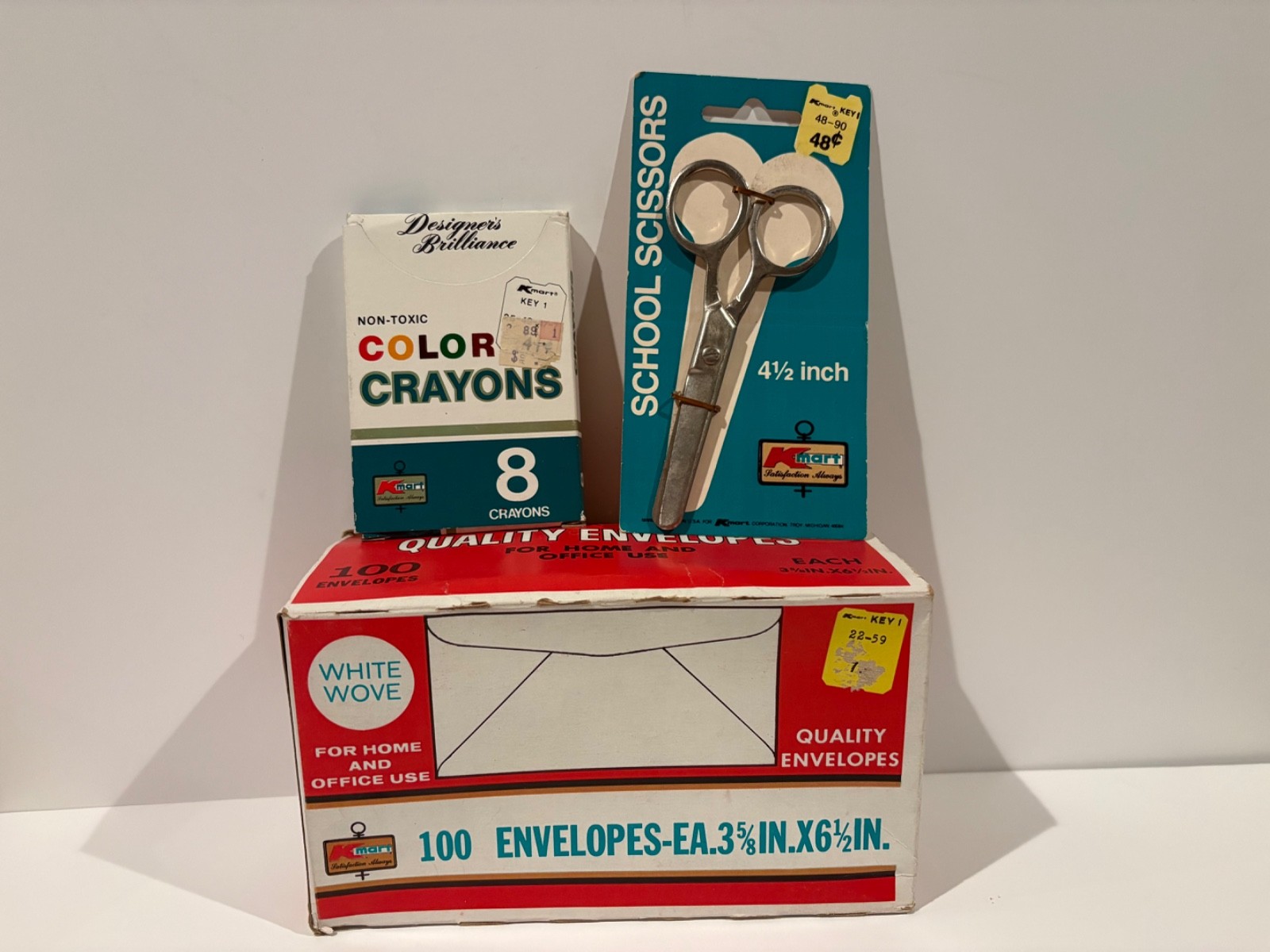 Vintage Kmart Scissors Crayons and Envelopes