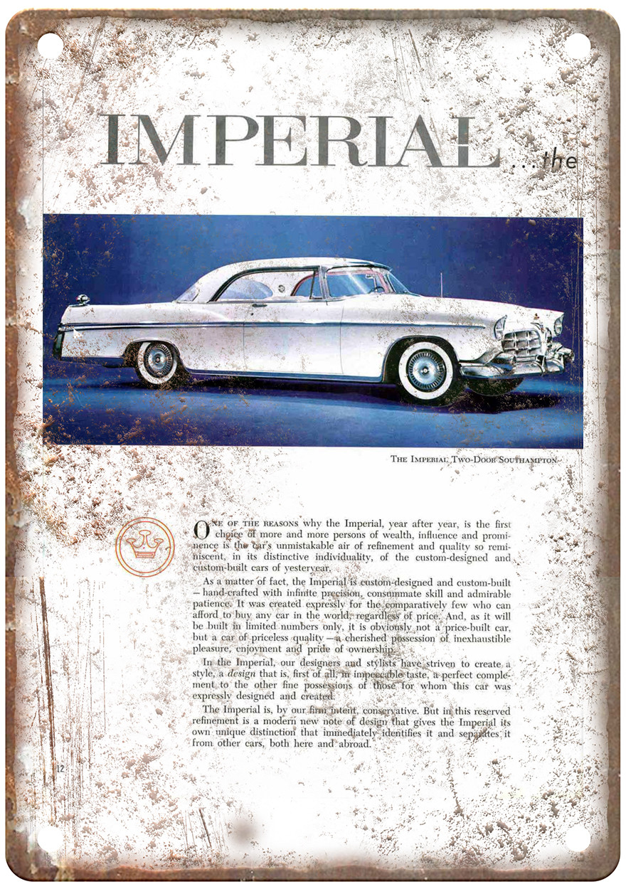 1956 Chrysler Imperial Vintage Auto Ad Retro Look Metal Sign AM4478
