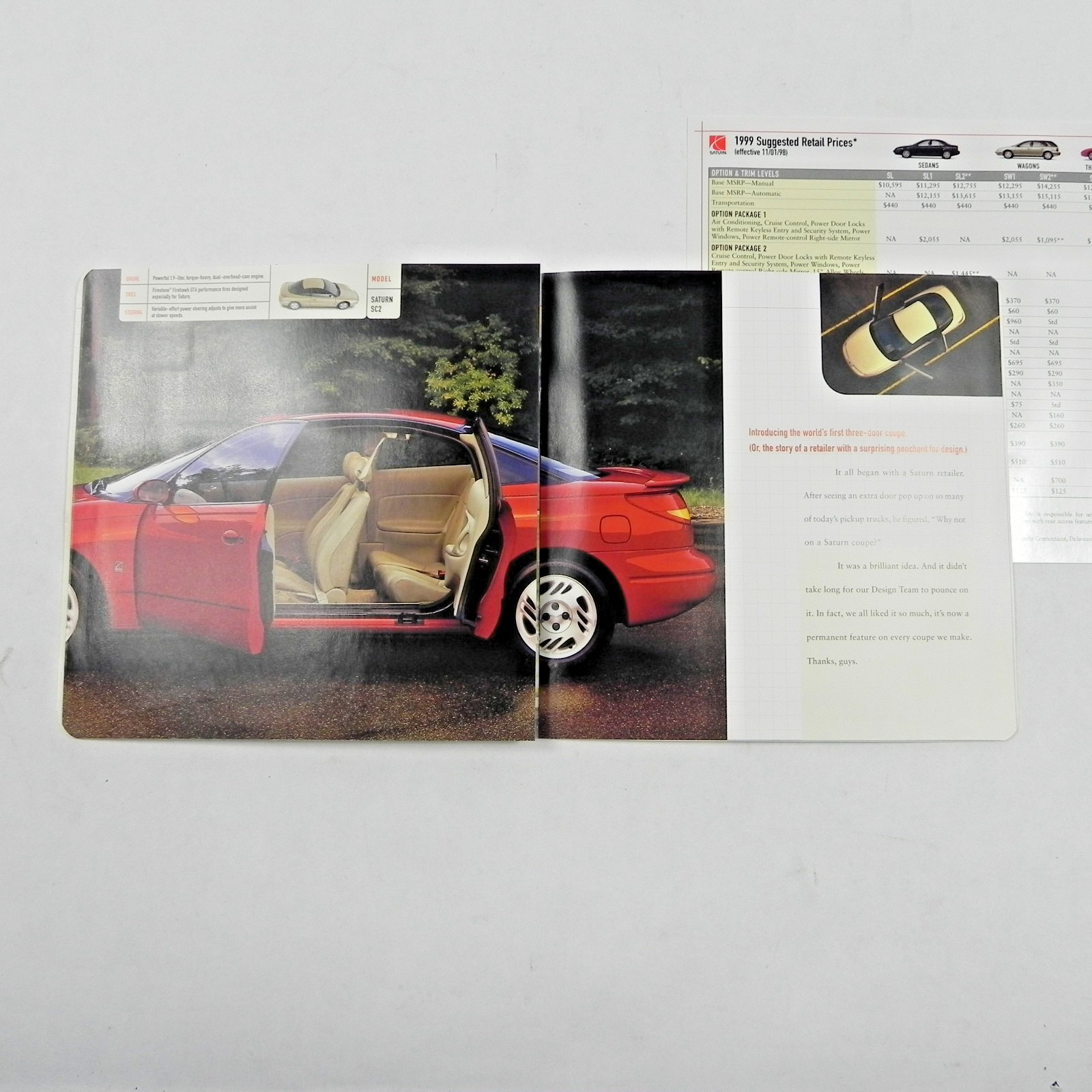 VINTAGE 1999 SATURN VEHICLES DEALERSHIP SALES BROCHURES SPECIFICATIONS INFO