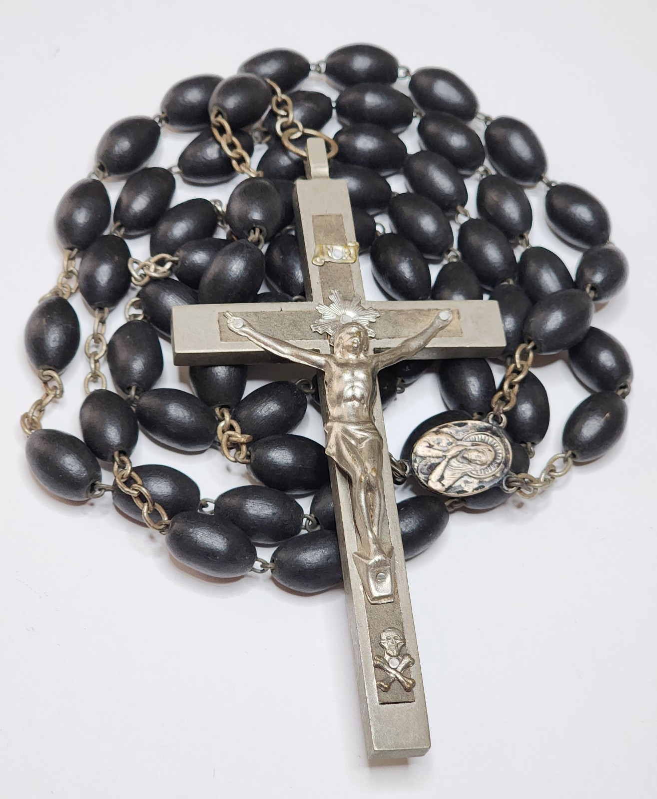 Rare Early Vintage Nun’s Rosary Ebony Beads Memento Mori 4\