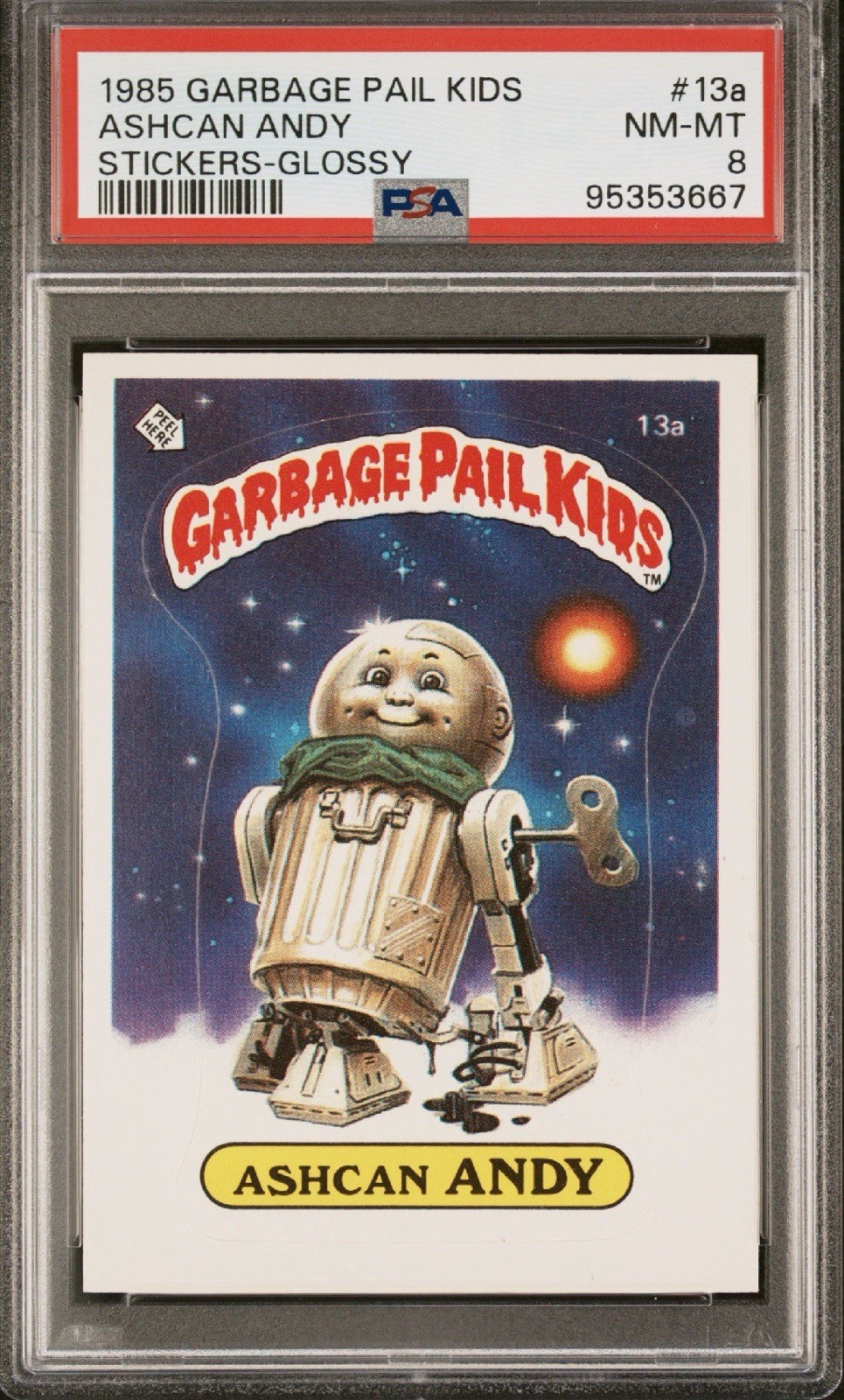 1985 Garbage Pail Kids Ashcan Andy 13a GLOSSY PSA 8 OS1 GPK Series 1 R2D2 Pop 64 1985 Garbage Pail Kids Ashcan Andy 13a GLOSSY PSA 8 OS1 GPK Series 1 R2D2 Pop 64