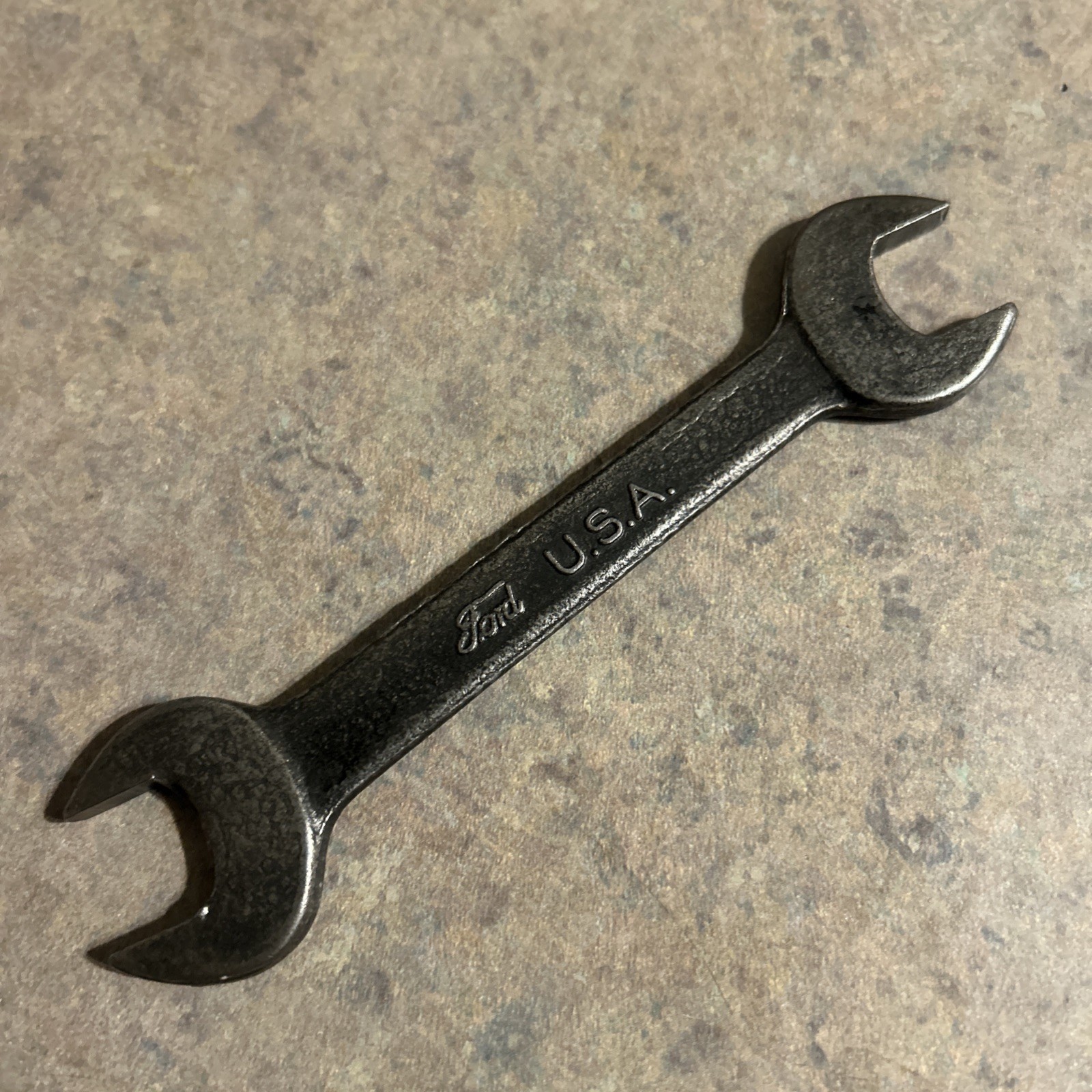Vintage - FORD Script Double Open End Wrench - Circle M  9/16 + 5/8 USA