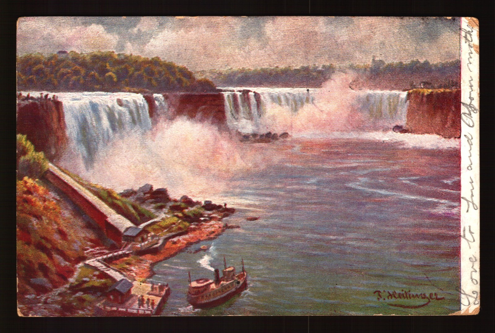 POSTCARD : NEW YORK - NIAGARA FALLS NY - VIEW OF THE FALLS  1907 DB