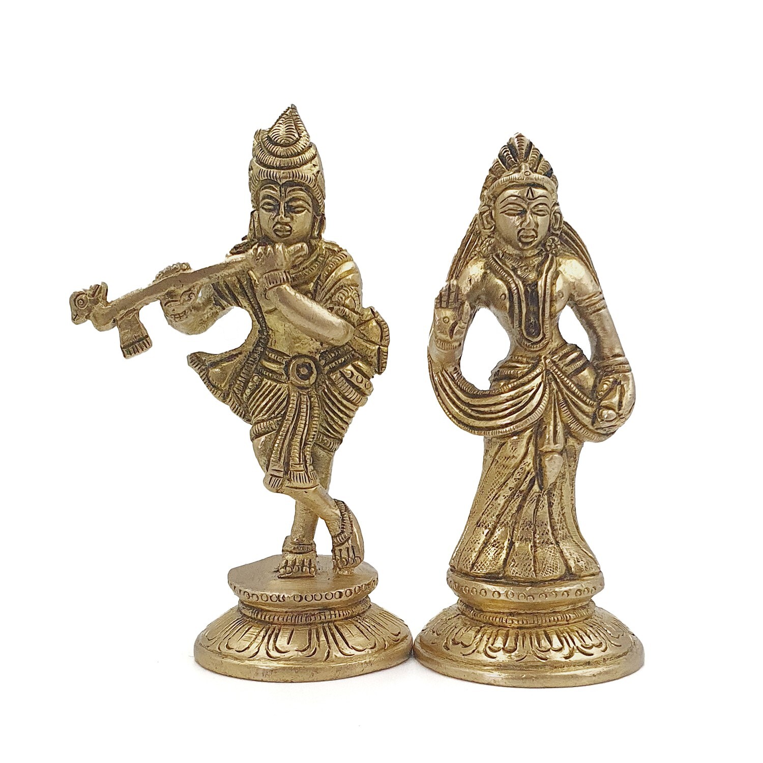 FCS Brass Idol Shri Radha Krishna Statue | Item Finish- Antique Glossy | (AS-01)