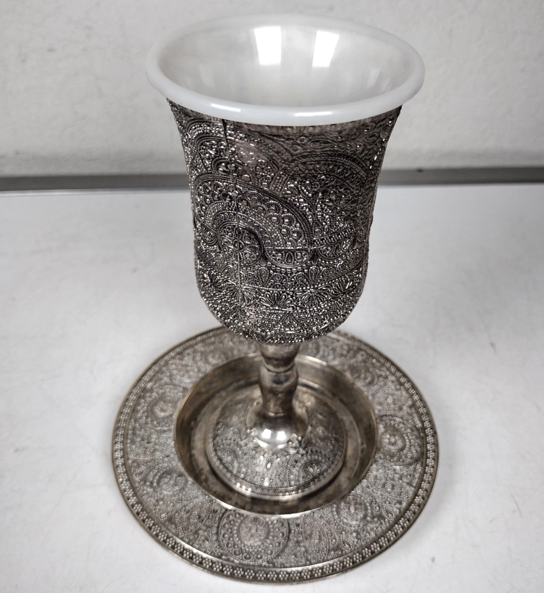 Original Karshi Jewish Kiddush Wine Goblet Judaica Shabbat Silver Plated Israel