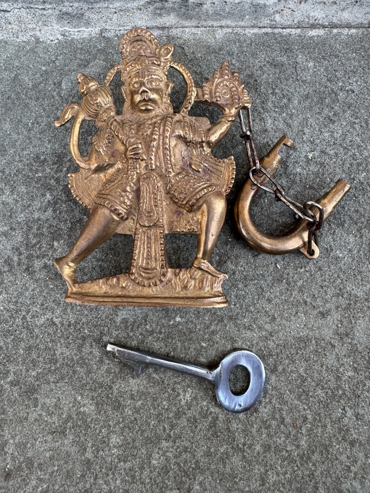 Vintage Hanuman Hindu Monkey God India Vintage Figural Brass Padlock Used