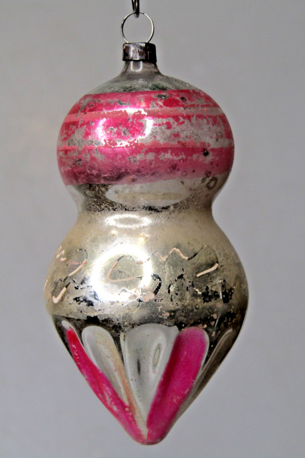 Antique Vintage Glass Embossed Fluted Tiered Drop Christmas Ornament Germany
