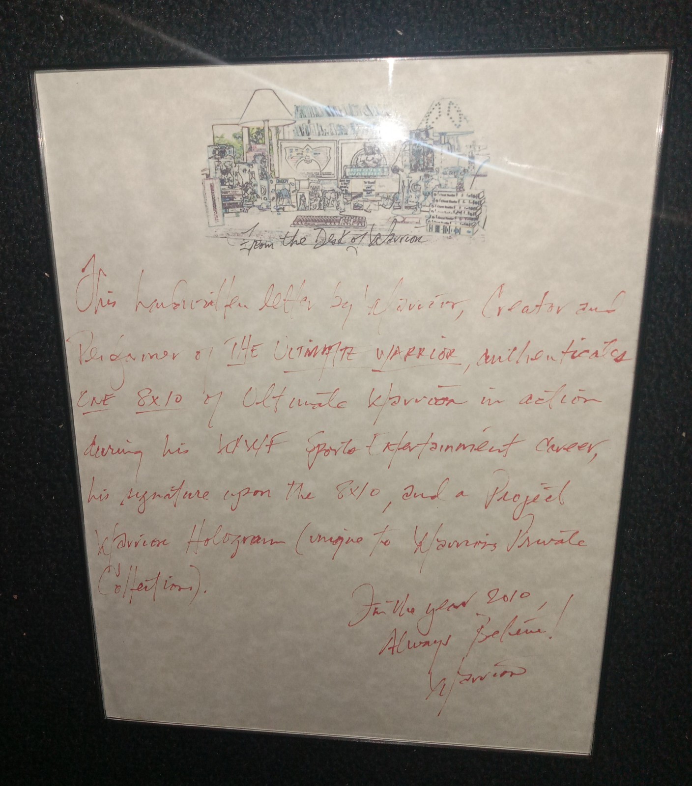 8.5x11 Hand Written Letter Signed By The Ultimate Warrior One Of A Kind Piece 8.5x11 Hand Written Letter Signed By The Ultimate Warrior One Of A Kind Piece