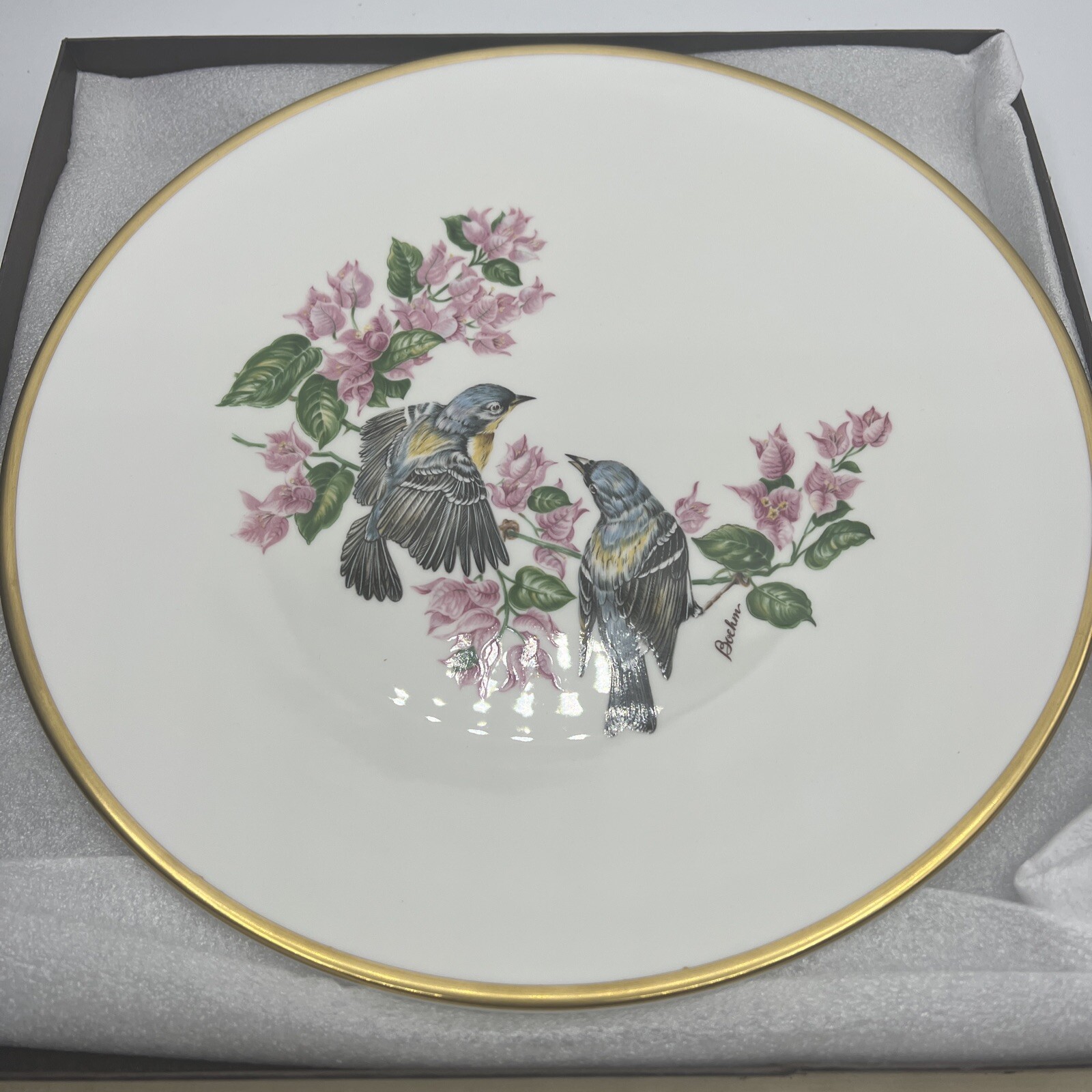Vtg Boehm Woodland Birds Of America Plate 10.5” Gold Rimmed England Bluebird