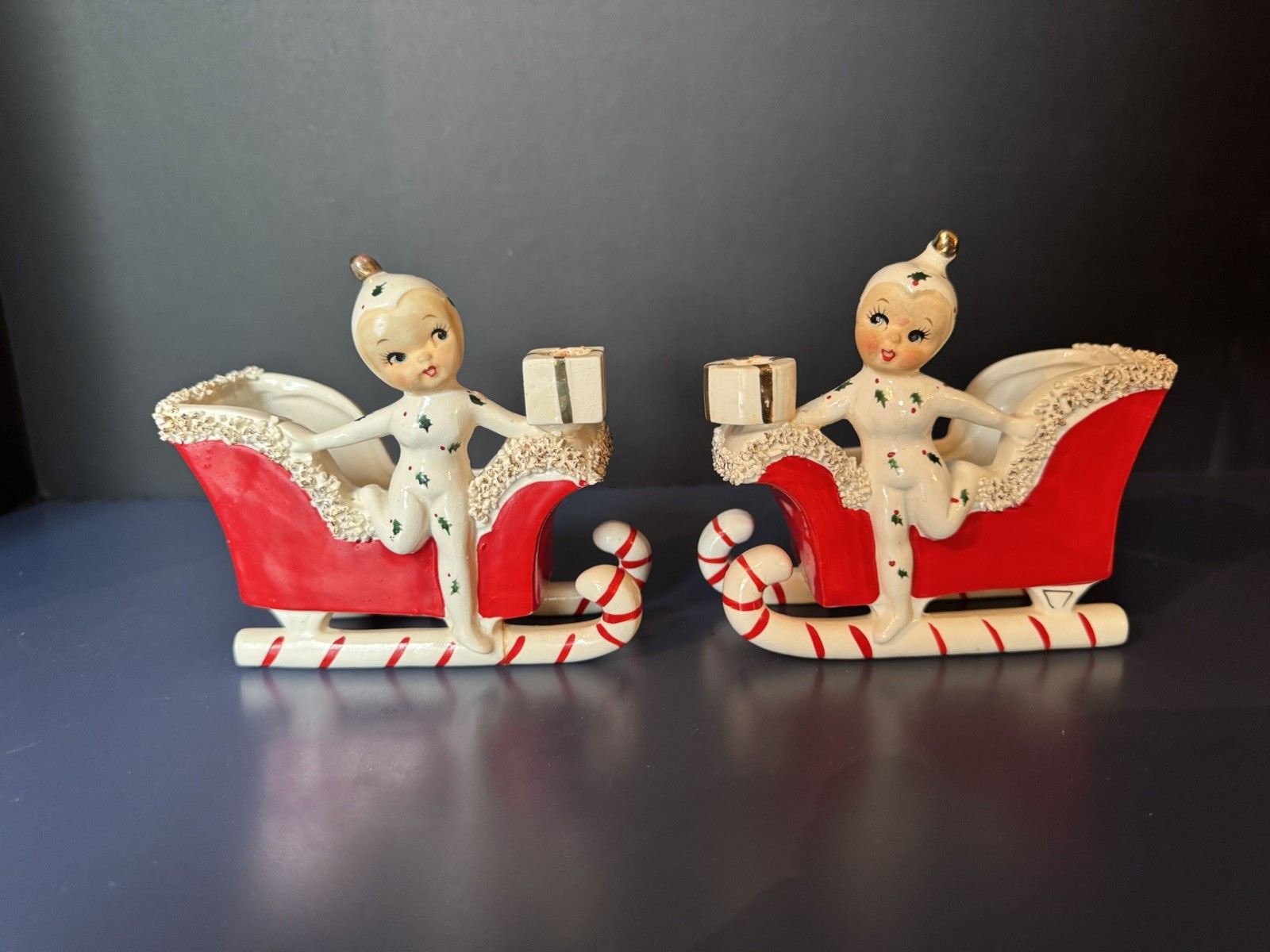 VTG Christmas 1959 Holt Howard Pixie Sleigh set RARE & HTF See pics READ VTG Christmas 1959 Holt Howard Pixie Sleigh set RARE & HTF See pics READ