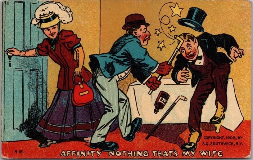 Vintage 1908 Marriage Romance Comic Postcard \