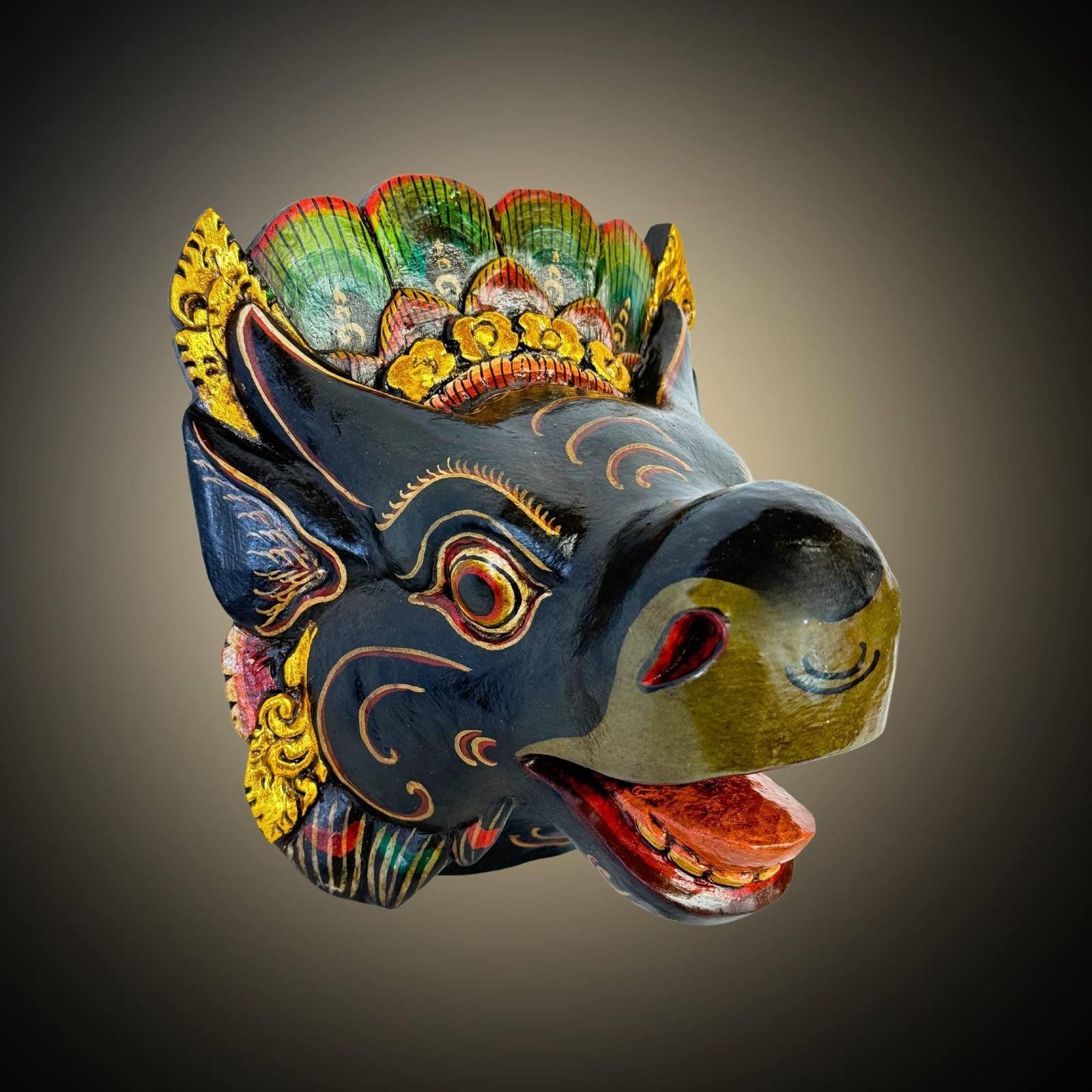 Balinese Nandi Bull Mask: Hand Carved Cow, Mount of Shiva