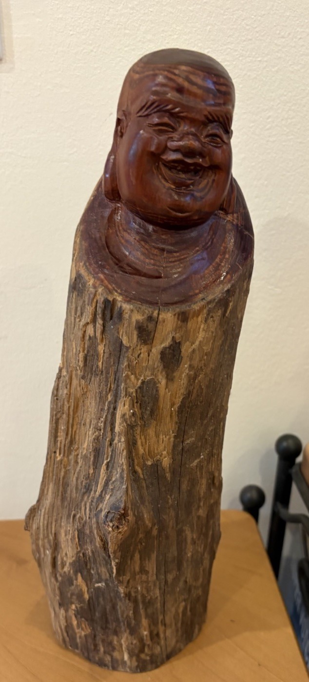 Vintage Carved Wooden Chinese Laughing Buddha Budai Vintage Carved Wooden Chinese Laughing Buddha Budai