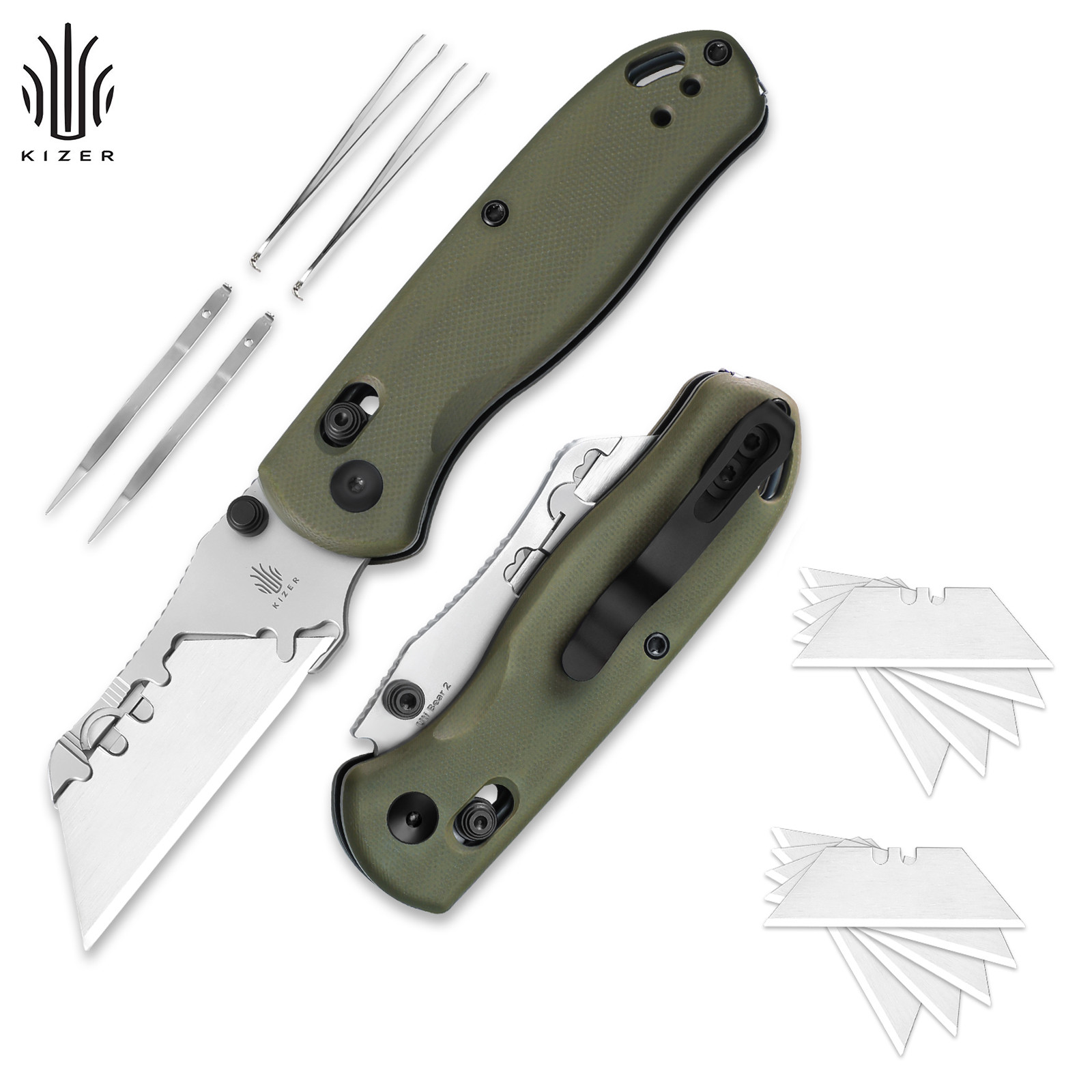 Kizer Uti BEAR 2 EDC Utility Folding Pocket Knife G10 Handle V3619JA6 Kizer Uti BEAR 2 EDC Utility Folding Pocket Knife G10 Handle V3619JA6
