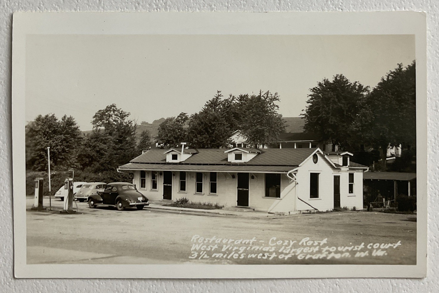 RPPC Postcard Restaurant Service Station Cozy Rest West Virginia Tourist Court