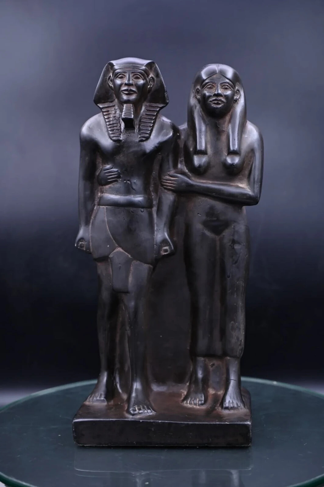 Authentic Ancient Egyptian Antiquities statue of king Menkaure with his wife BC