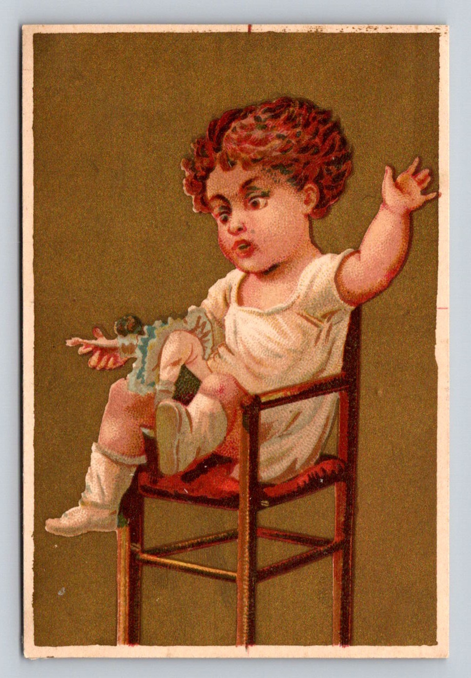 Child High Chair Mrs Stevens Utica New York Trade Card P402 Child High Chair Mrs Stevens Utica New York Trade Card P402