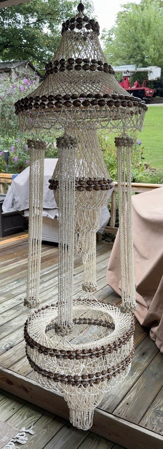 Vintage 70s Cowrie Sea Shell Hanging Plant Holder Chandelier Boho 82”inches 6.6’ Vintage 70s Cowrie Sea Shell Hanging Plant Holder Chandelier Boho 82”inches 6.6’