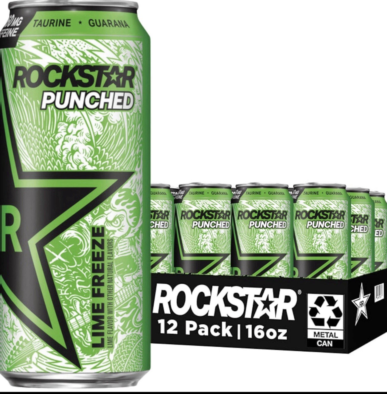 Rockstar Energy Drink, Punched Lime Freeze, 16 Fl Oz (Pack of 12) Rockstar Energy Drink, Punched Lime Freeze, 16 Fl Oz (Pack of 12)