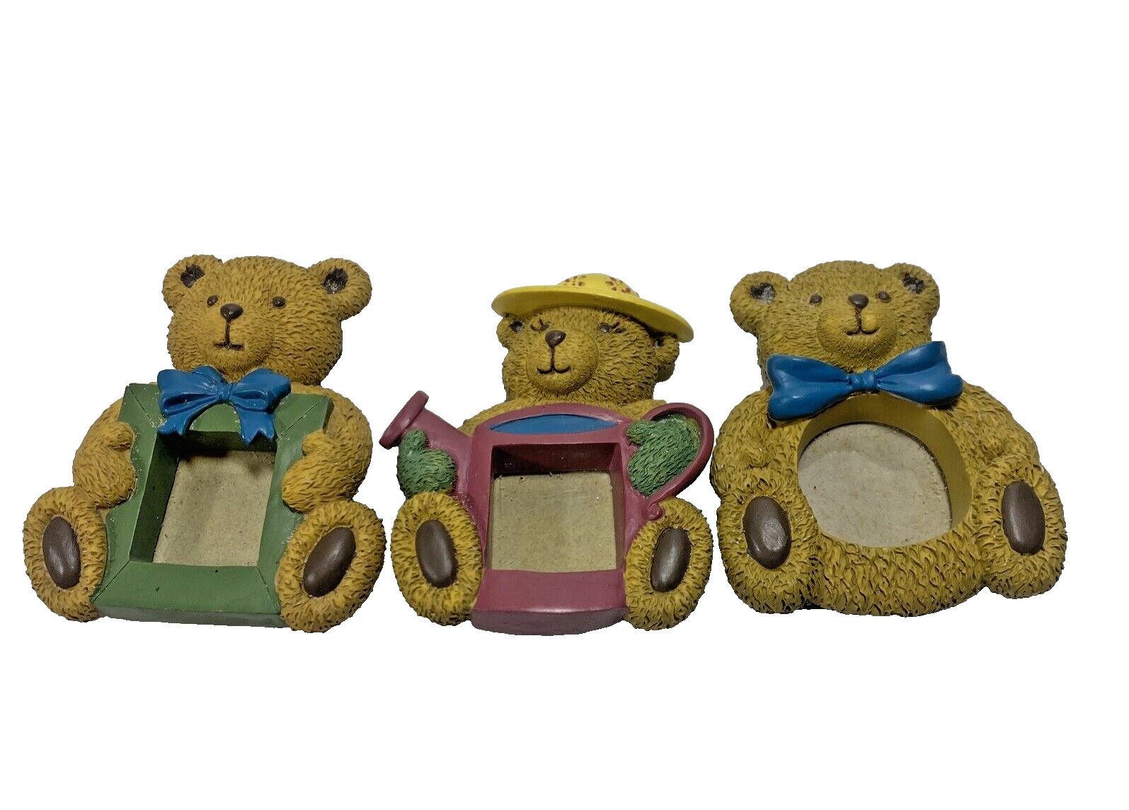 Three Vintage Miniature Resin Bear Picture Frame Magnets 2.5\ Three Vintage Miniature Resin Bear Picture Frame Magnets 2.5\