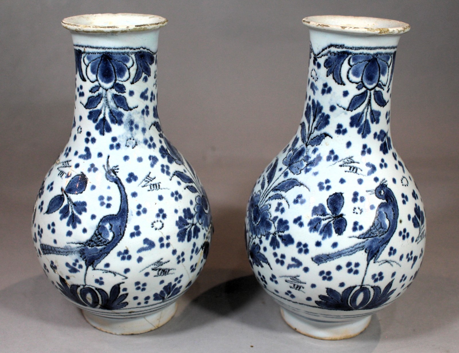 Pr. Antique Dutch Delft / Rouen Blue & White Faience 8.75 Pr. Antique Dutch Delft / Rouen Blue & White Faience 8.75