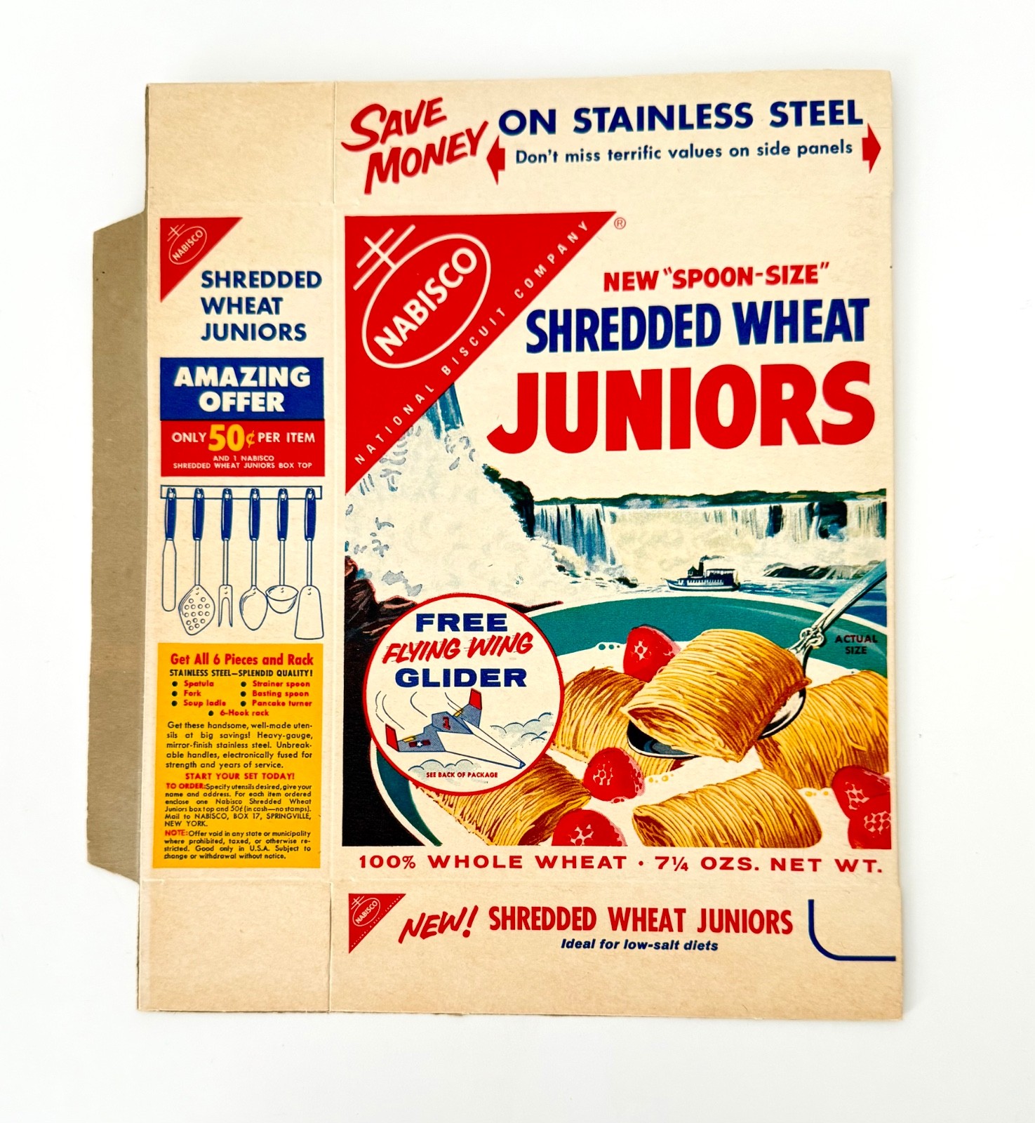 Vintage 1950s Nabisco Shredded Wheat Juniors Cereal Box Flying Wing Glider