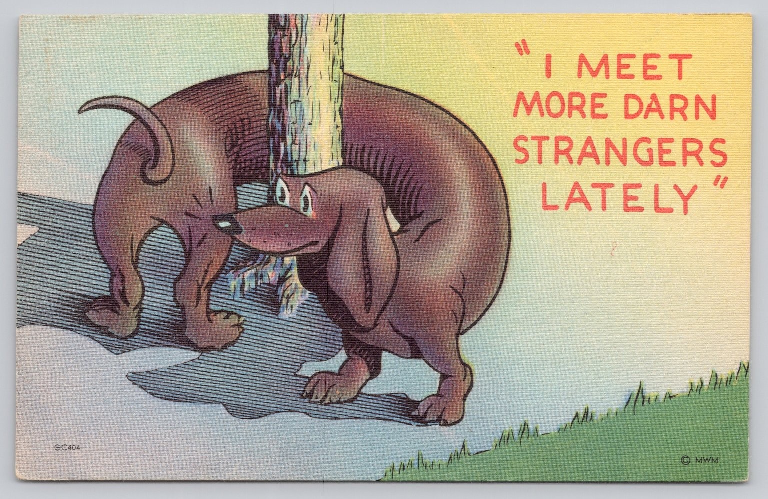 Vintage MWM Linen Comic Postcard Dachshund Dog Cartoon 1930s Vintage MWM Linen Comic Postcard Dachshund Dog Cartoon 1930s