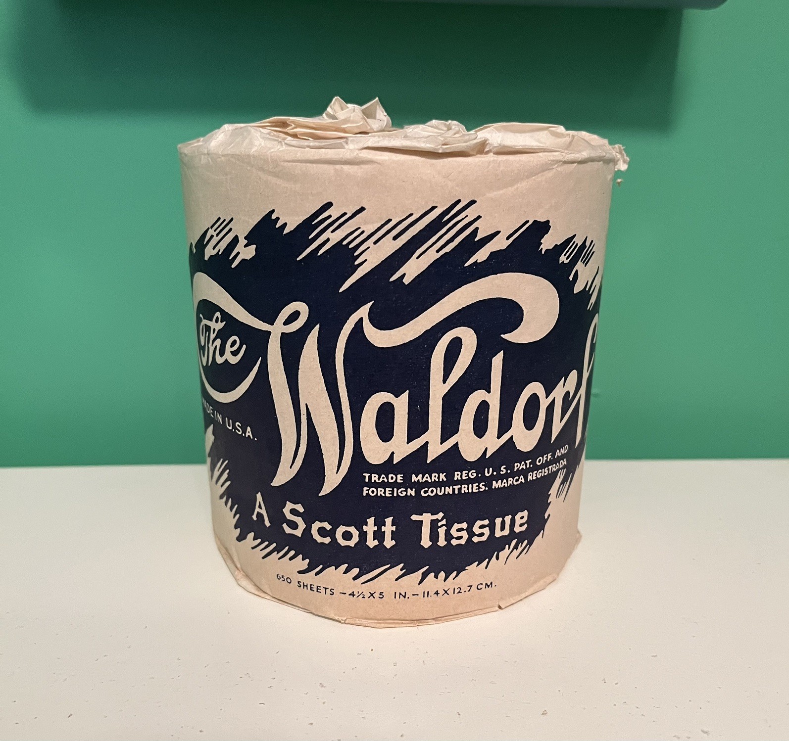 NOS Vintage WW2 Scott Waldorf Toilet Paper Advertising Roll 
