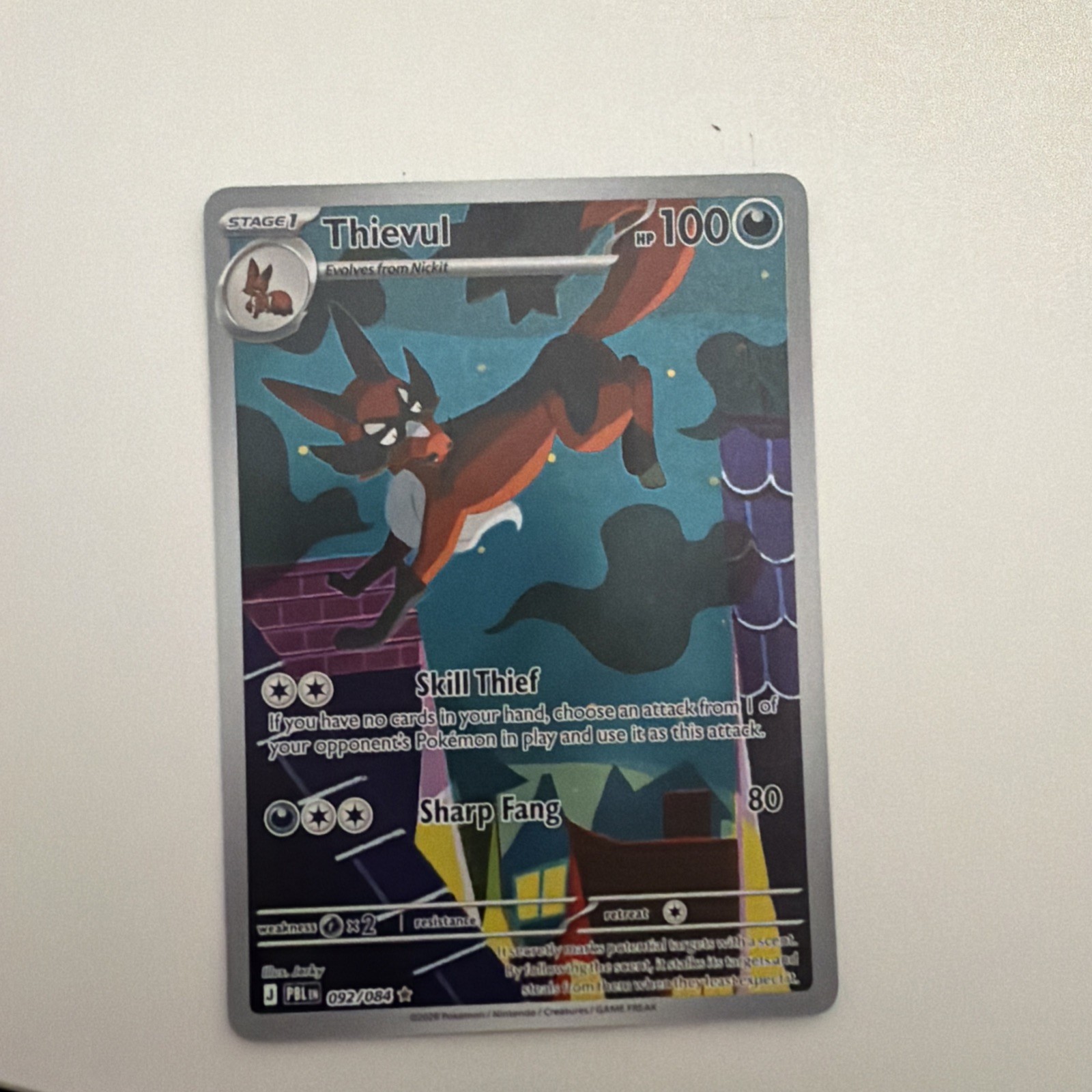Thievul 092/084 Illustration Rare Pitch Black Pokemon Card