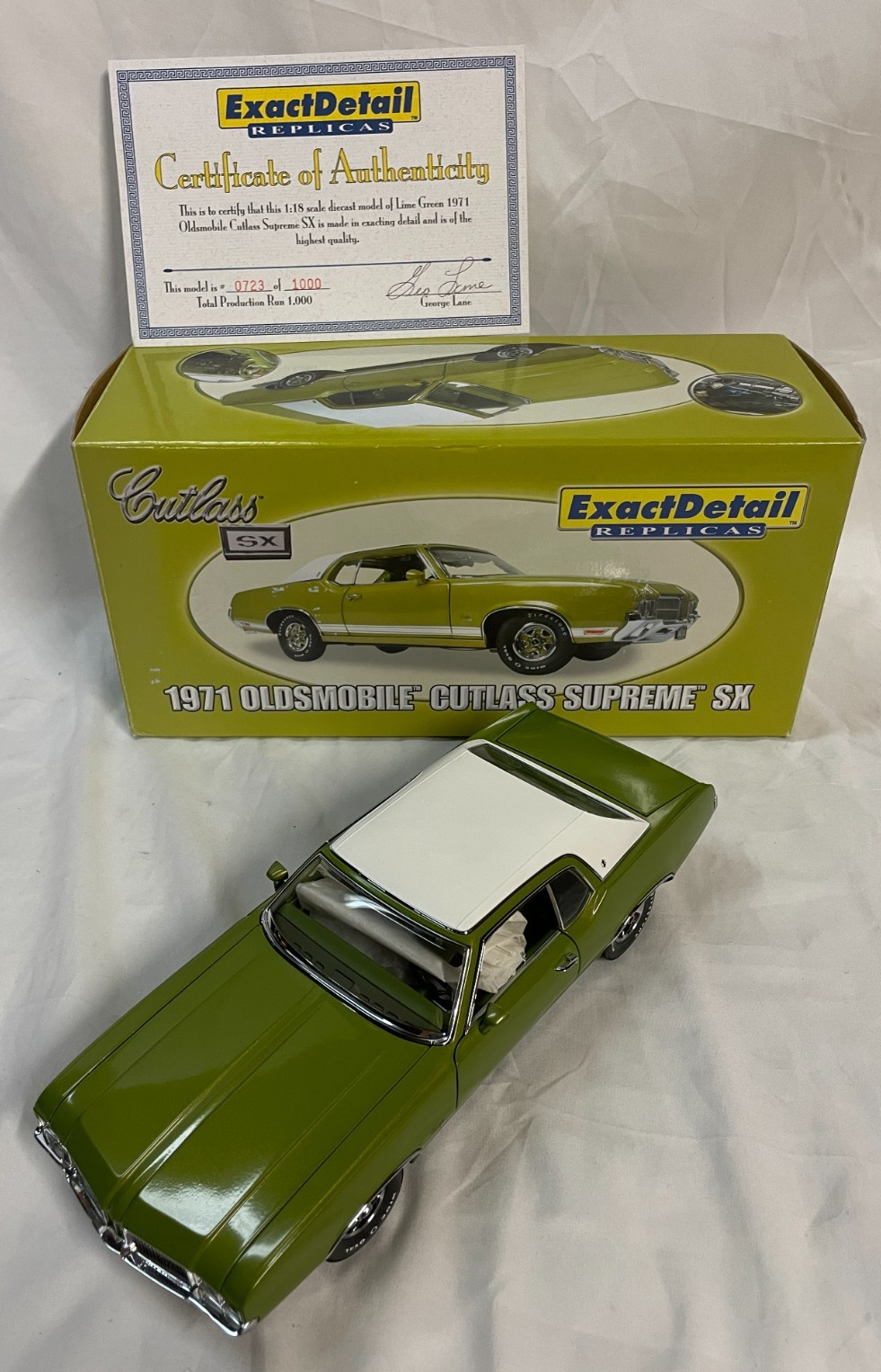Exact Detail Replicas GM 1971 Oldsmobile Cutlass Supreme SX with Box and COA