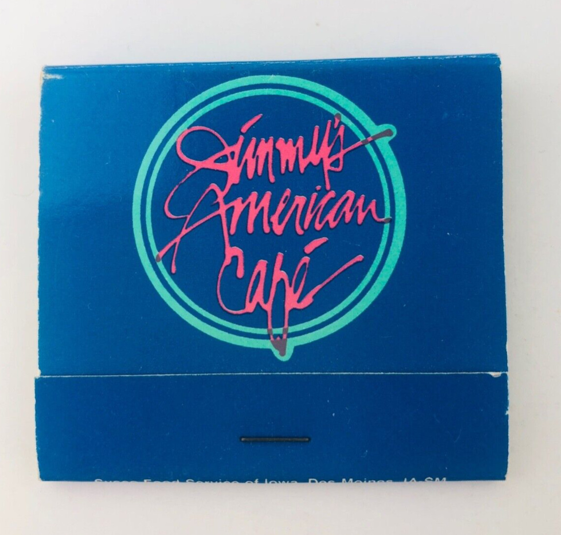 Vintage Jimmy's American Cafe Restaurant Matchbook Des Moines Iowa IA 1990s