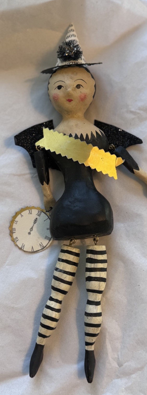 Vintage Nicol Sayre Halloween Witch Doll Figure Primitive RARE HTF Clock